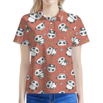 Baby Panda And Bamboo Pattern Print Women's Polo Shirt