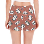 Baby Panda And Bamboo Pattern Print Women's Split Running Shorts