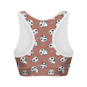 Baby Panda And Bamboo Pattern Print Women's Sports Bra