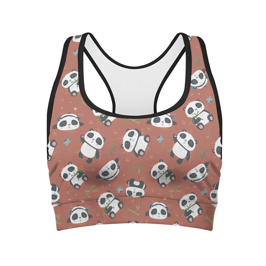 Baby Panda And Bamboo Pattern Print Women's Sports Bra