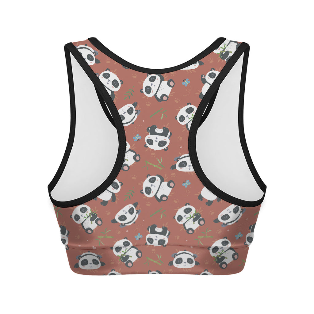 Baby Panda And Bamboo Pattern Print Women's Sports Bra