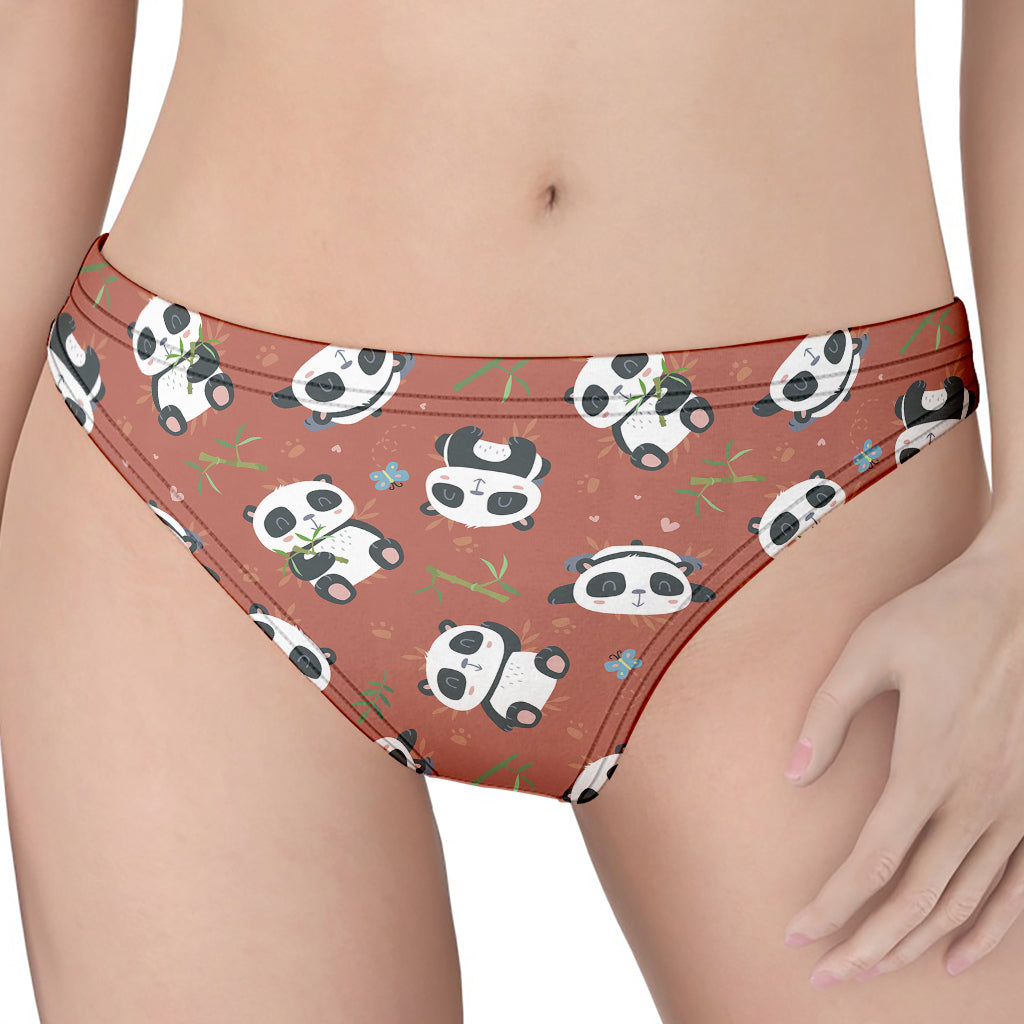 Baby Panda And Bamboo Pattern Print Women's Thong