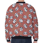 Baby Panda And Bamboo Pattern Print Zip Sleeve Bomber Jacket