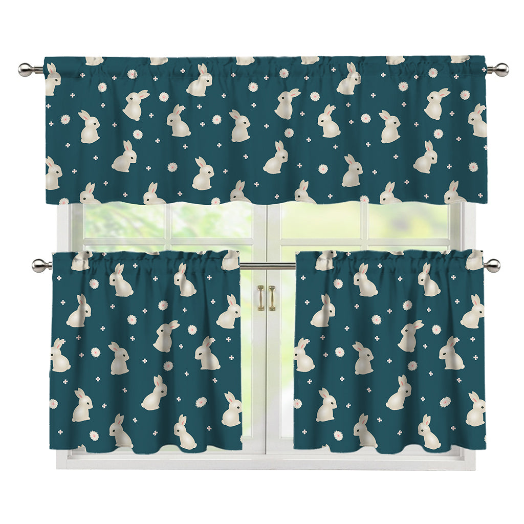 Baby Rabbit Pattern Print 3 Piece Kitchen Curtains