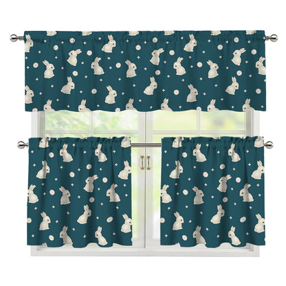 Baby Rabbit Pattern Print 3 Piece Kitchen Curtains
