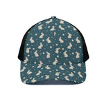 Baby Rabbit Pattern Print Black Mesh Trucker Cap