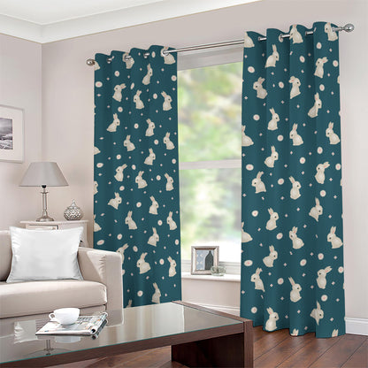 Baby Rabbit Pattern Print Blackout Grommet Curtains