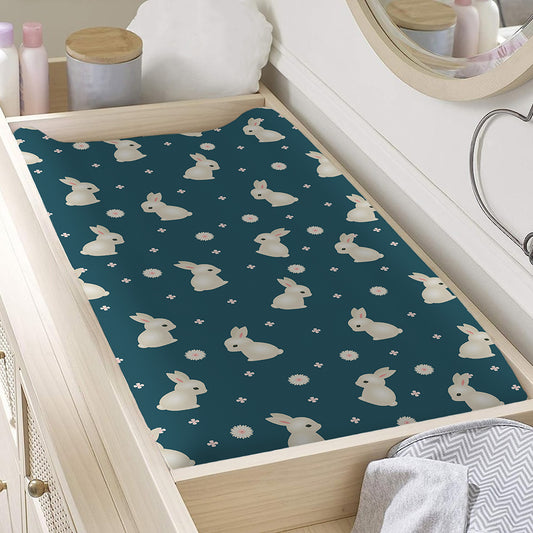 Baby Rabbit Pattern Print Changing Pad Cover