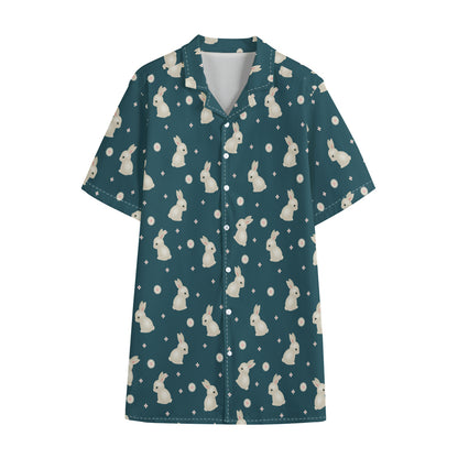 Baby Rabbit Pattern Print Cotton Hawaiian Shirt