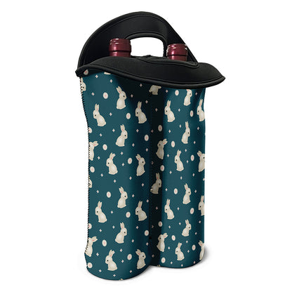 Baby Rabbit Pattern Print Double Neoprene Wine Tote
