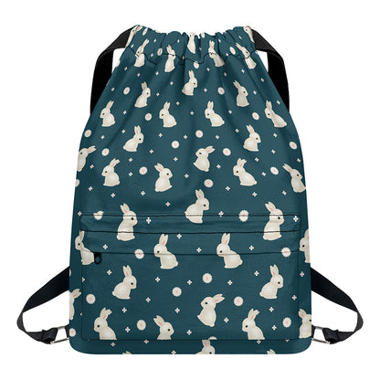 Baby Rabbit Pattern Print Drawstring Backpack