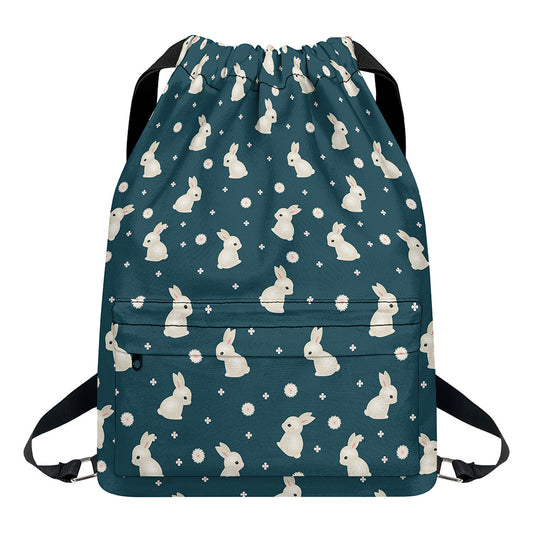 Baby Rabbit Pattern Print Drawstring Backpack