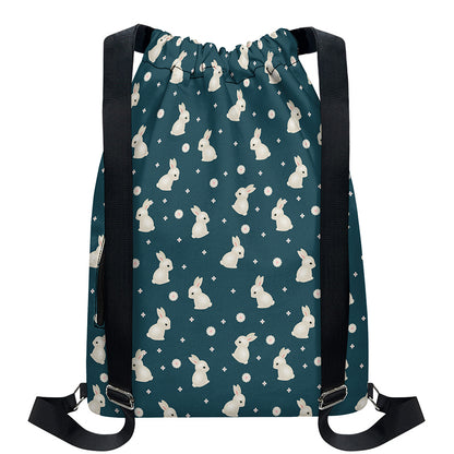 Baby Rabbit Pattern Print Drawstring Backpack