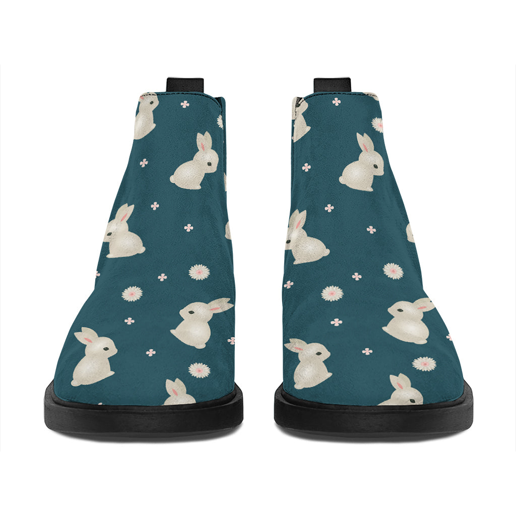 Baby Rabbit Pattern Print Flat Ankle Boots