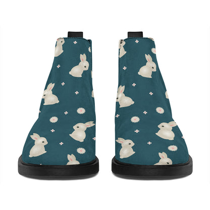 Baby Rabbit Pattern Print Flat Ankle Boots