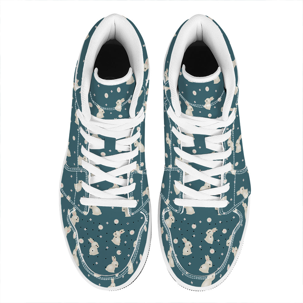 Baby Rabbit Pattern Print High Top Leather Sneakers