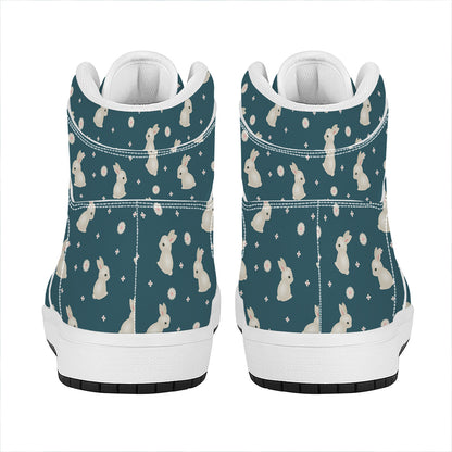 Baby Rabbit Pattern Print High Top Leather Sneakers