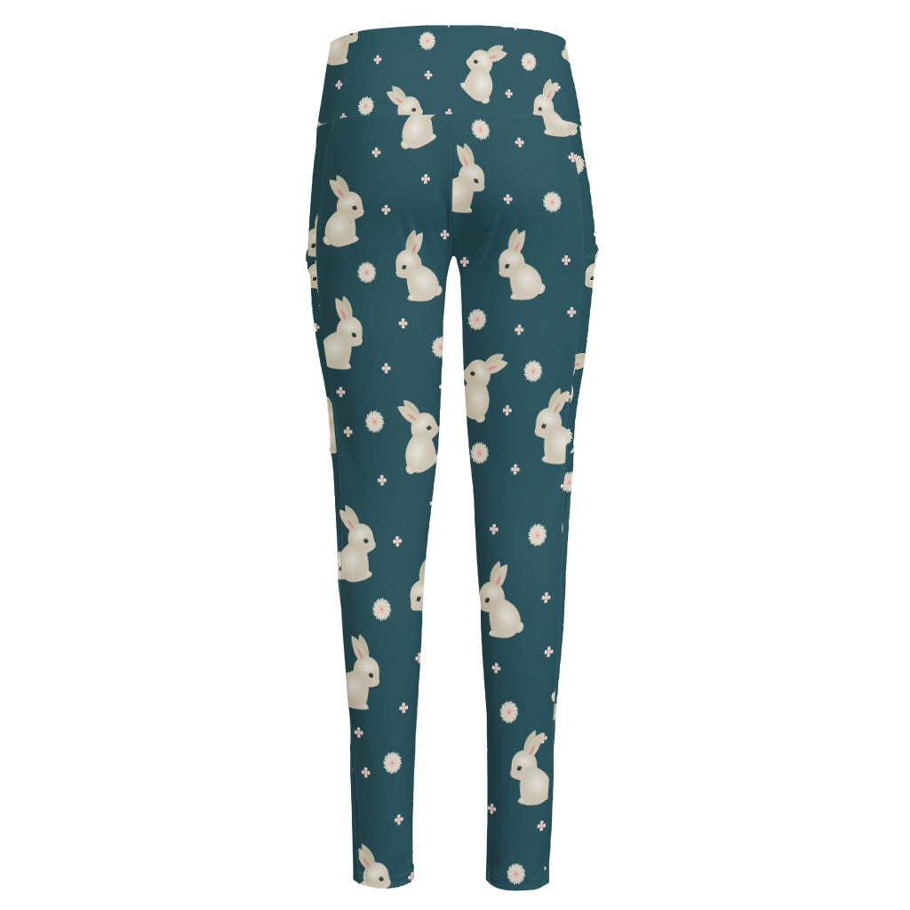 Baby Rabbit Pattern Print High-Waisted Pocket Leggings