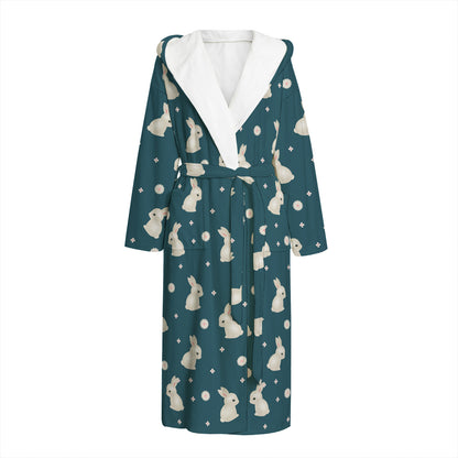 Baby Rabbit Pattern Print Hooded Bathrobe