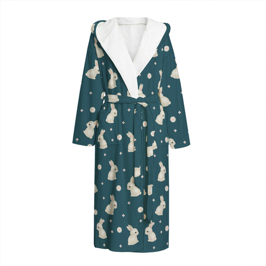 Baby Rabbit Pattern Print Hooded Bathrobe