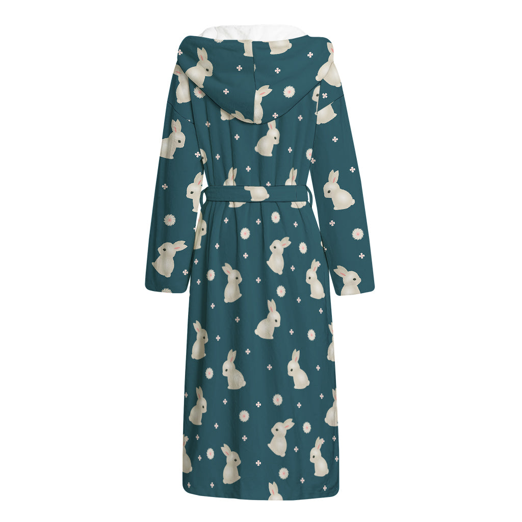Baby Rabbit Pattern Print Hooded Bathrobe