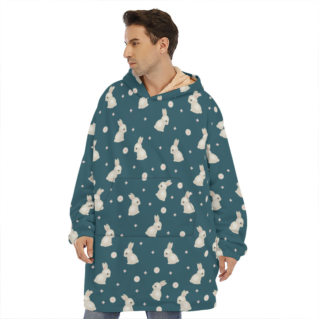 Baby Rabbit Pattern Print Hoodie Blanket
