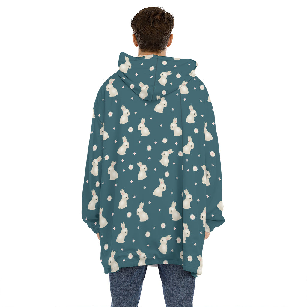 Baby Rabbit Pattern Print Hoodie Blanket