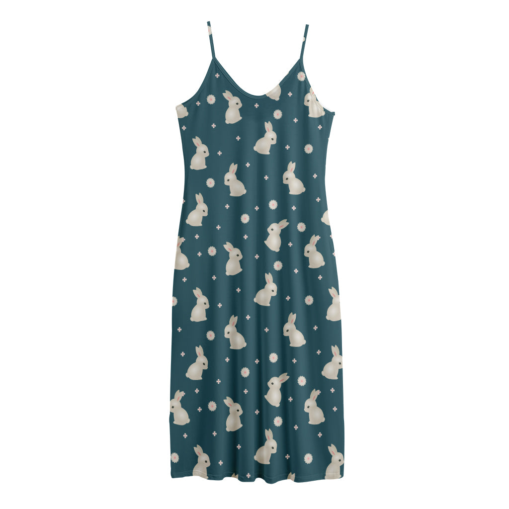 Baby Rabbit Pattern Print Jersey Midi Cami Dress