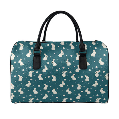 Baby Rabbit Pattern Print Leather Duffle Bag