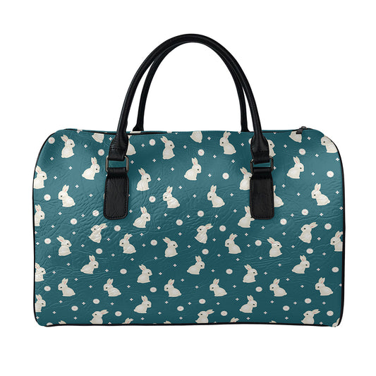 Baby Rabbit Pattern Print Leather Duffle Bag