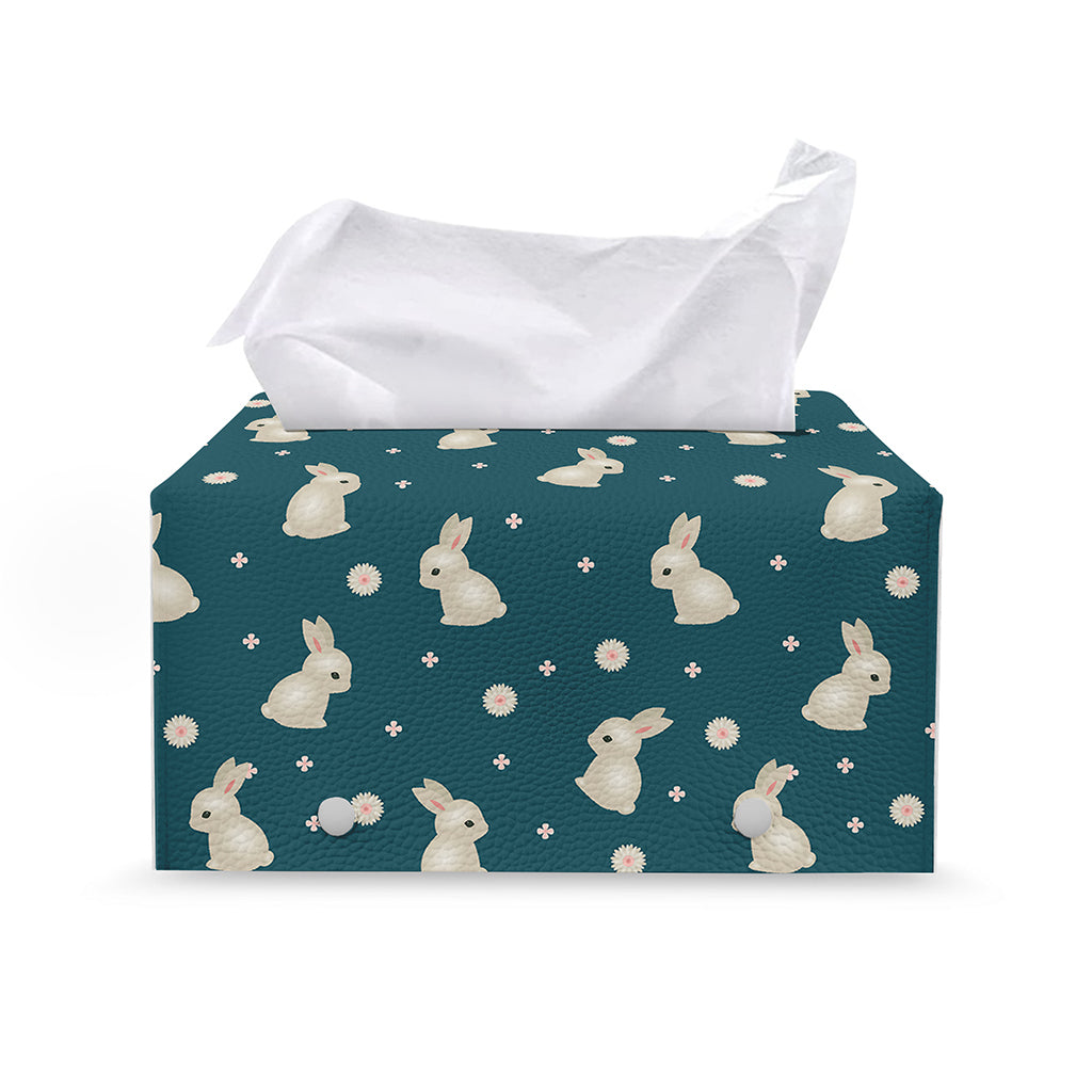 Baby Rabbit Pattern Print Leather Tissue Box Cover