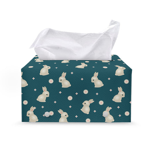 Baby Rabbit Pattern Print Leather Tissue Box Cover