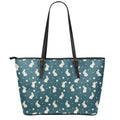 Baby Rabbit Pattern Print Leather Tote Bag With Zipper
