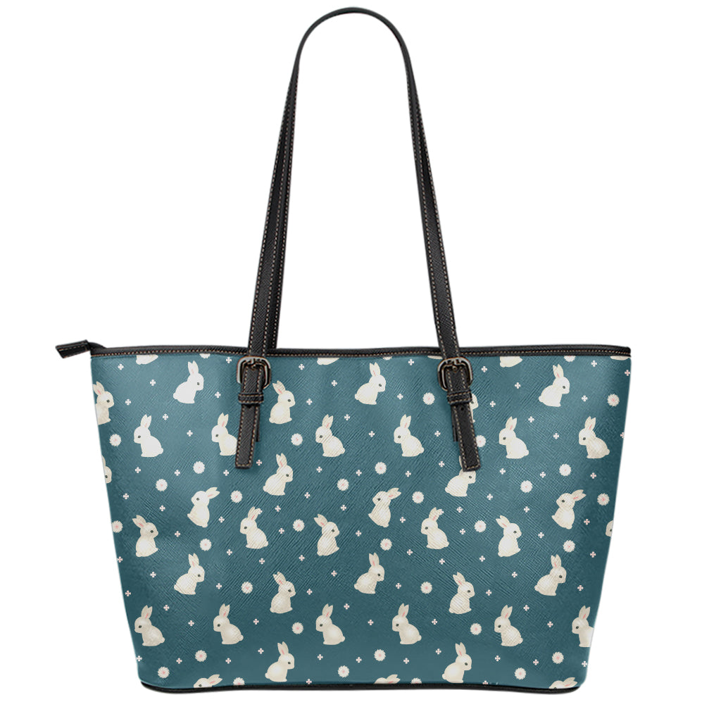 Baby Rabbit Pattern Print Leather Tote Bag