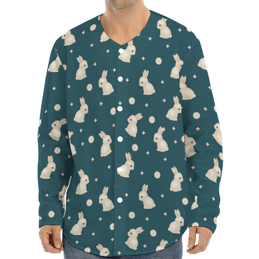 Baby Rabbit Pattern Print Long Sleeve Baseball Jersey