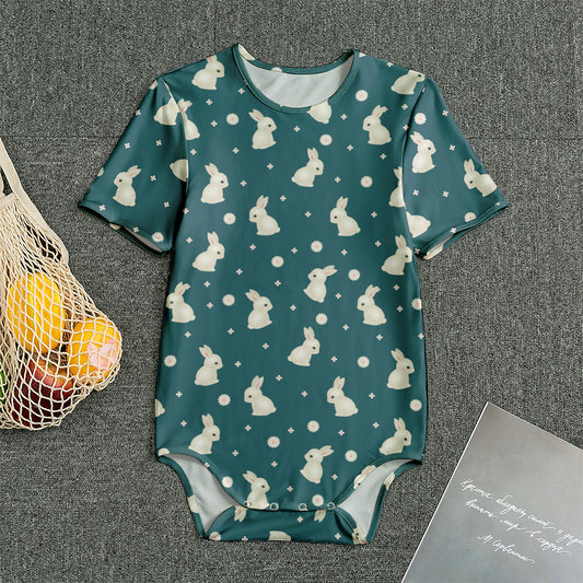 Baby Rabbit Pattern Print Men's Bodysuit