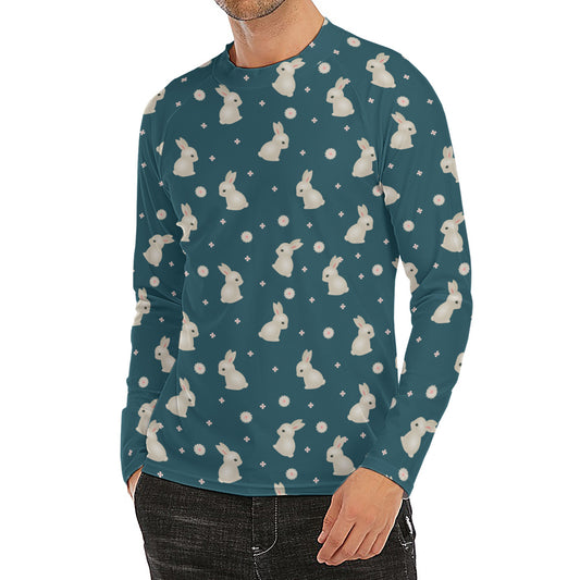 Baby Rabbit Pattern Print Men's Long Sleeve Rash Guard