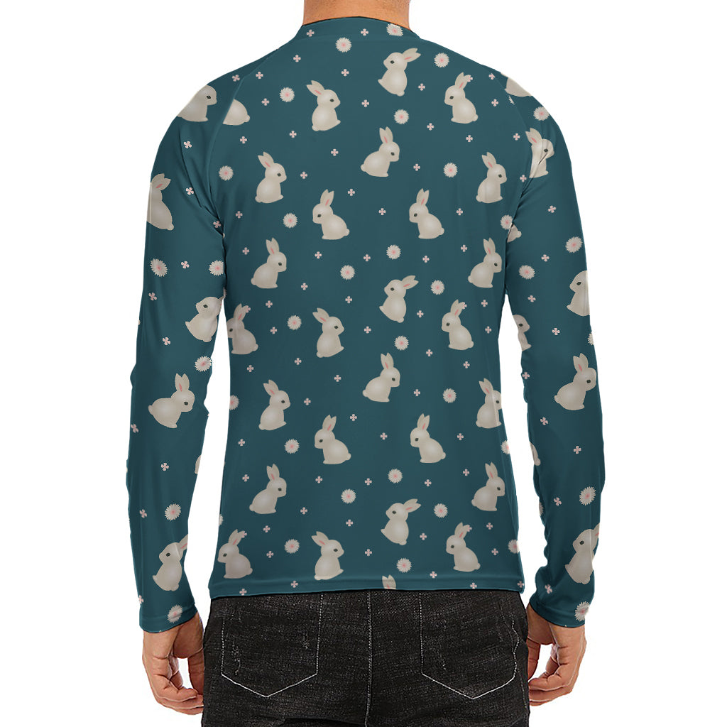 Baby Rabbit Pattern Print Men's Long Sleeve Rash Guard