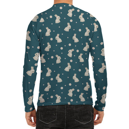 Baby Rabbit Pattern Print Men's Long Sleeve Rash Guard