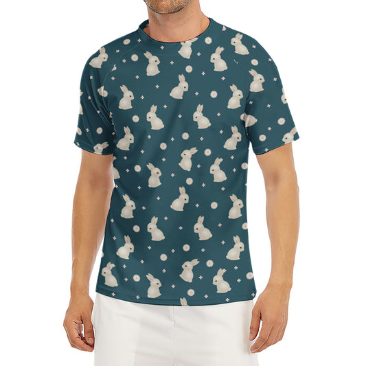 Baby Rabbit Pattern Print Men's Short Sleeve Rash Guard