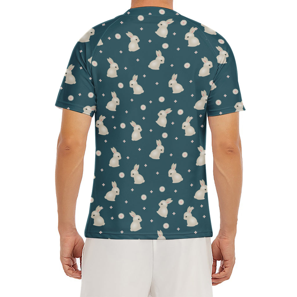 Baby Rabbit Pattern Print Men's Short Sleeve Rash Guard