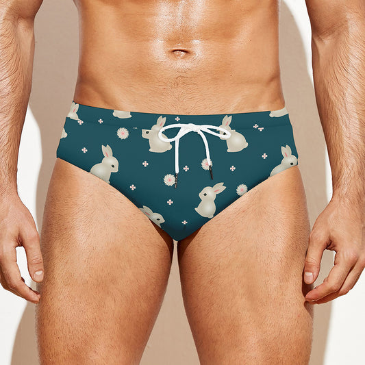 Baby Rabbit Pattern Print Men's Swim Briefs