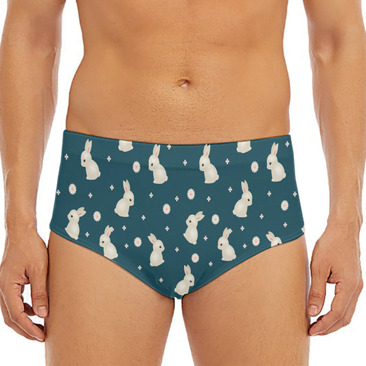 Baby Rabbit Pattern Print Men's Triangle Swim Briefs