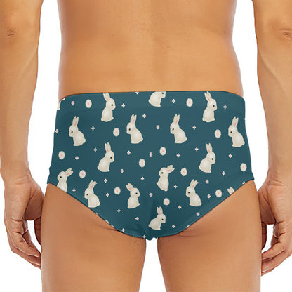 Baby Rabbit Pattern Print Men's Triangle Swim Briefs