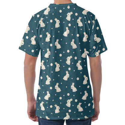 Baby Rabbit Pattern Print Men's Velvet T-Shirt