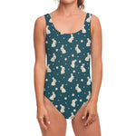 Baby Rabbit Pattern Print One Piece Swimsuit