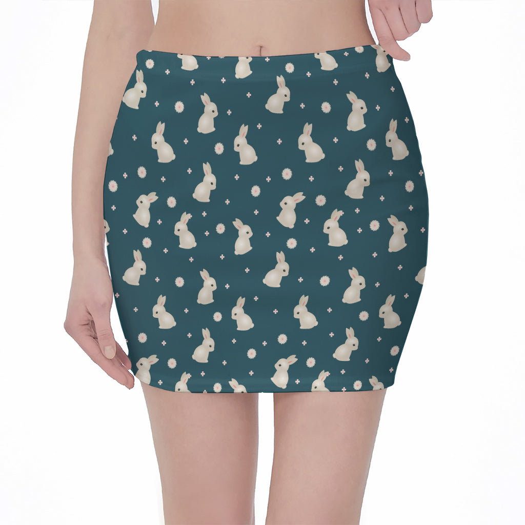 Baby Rabbit Pattern Print Pencil Mini Skirt