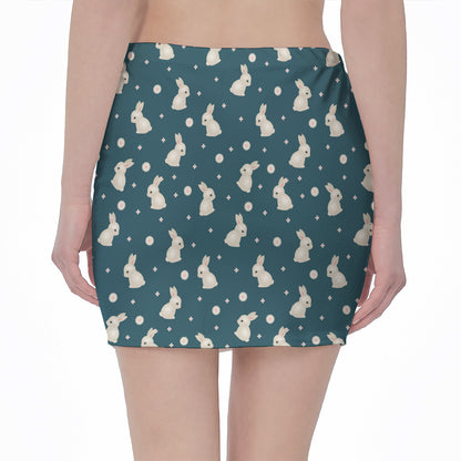 Baby Rabbit Pattern Print Pencil Mini Skirt