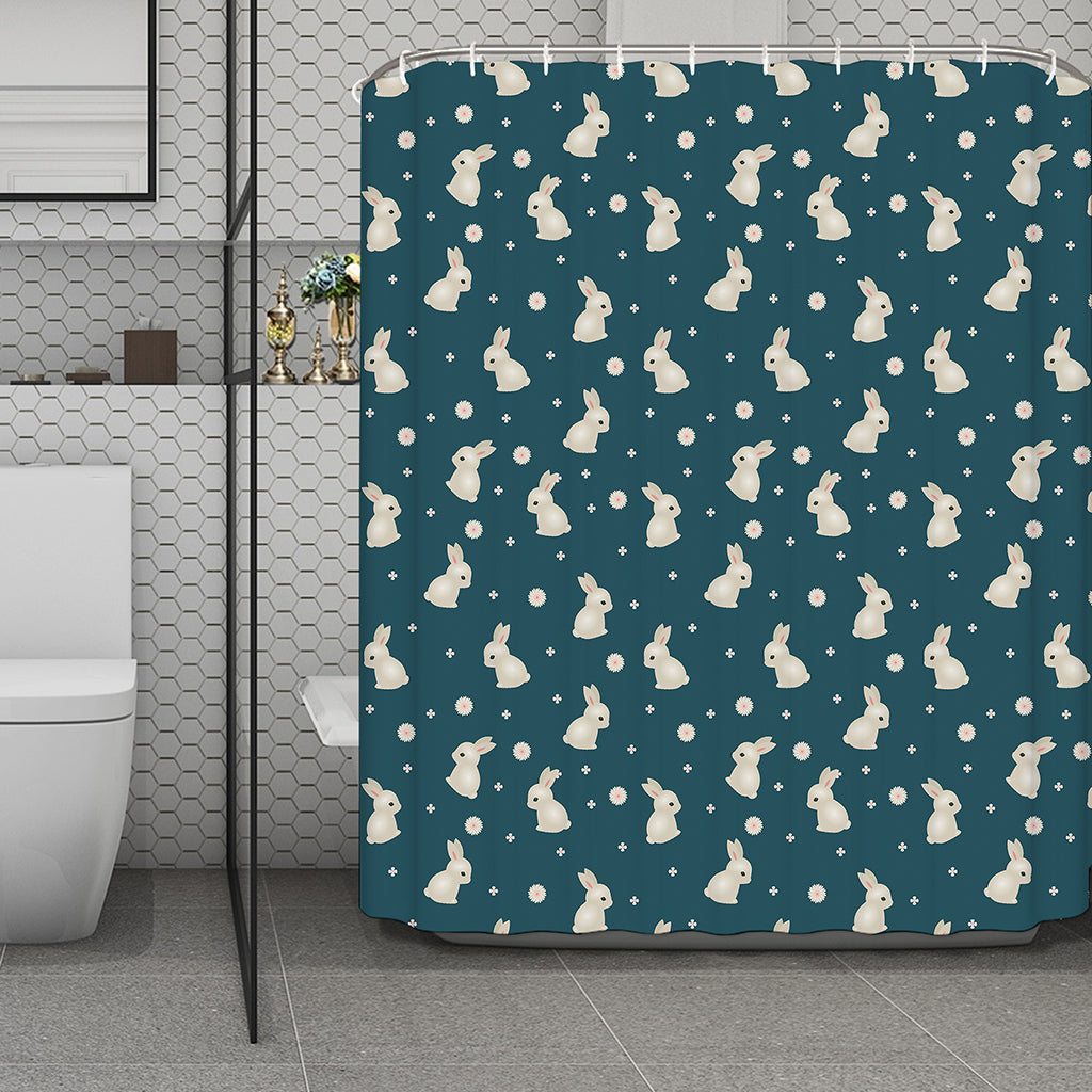 Baby Rabbit Pattern Print Polyester Shower Curtain
