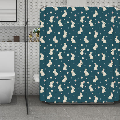Baby Rabbit Pattern Print Polyester Shower Curtain